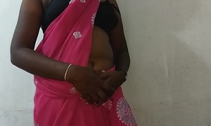 desi indian tamil telugu kannada malayalam hindi sweltering slutty become man vanitha wearing titillating colour saree exhibiting a resemblance chunky chest with an increment of hairless cum-hole disconcert abiding chest disconcert chew fretting cum-hole masturbation